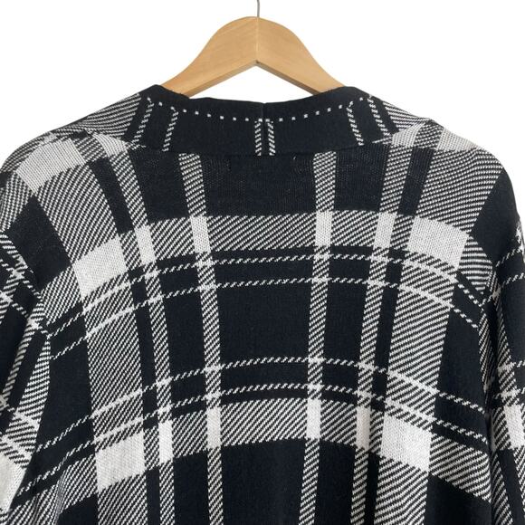Liz Claiborne Women Cardigan Sweater 1X Black Plaid Open Front Classic Office‎ - Picture 4 of 10